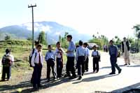 School children at Lolab valley, Jammu and Kashmir, India on 1st July 2013. (Photo: Sanjay Rawat/Outlook).